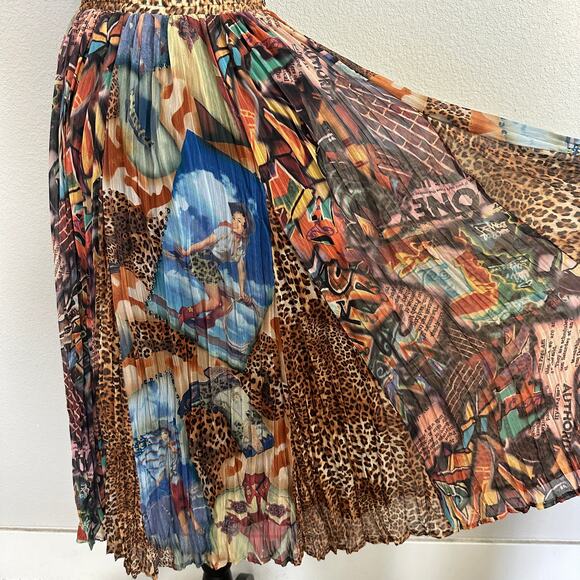 Patricia Wolf Skirt Small Western Broomstick Art to Wear Pleated Cheetah Print - Picture 6 of 12